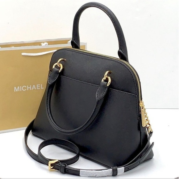 Michael Kors Jet Set Travel Medium Saffiano Leather Dome Satchel Black - Picture 5 of 16